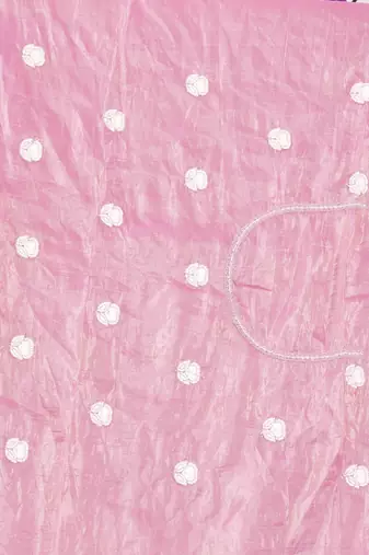 dusty pink color resham & sequins embroidered gold crush silk blend saree
