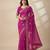 Soft georgette bandhni print saree with sober pitha work embroidery pink  saree with blouse piece