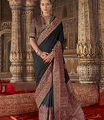 black banarasi zari woven designer saree