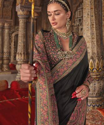 black banarasi zari woven designer saree 2
