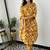 Floral printed yellow round neck pure cotton kurta set with trouser