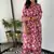 Floral printed pink round neck pure cotton kurta set with trouser