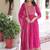 Pink color sequins zari embroidered faux georgette gown with canvas stitching,full sleeve designer dupatta set