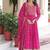 Pink color sequins zari embroidered faux georgette gown with canvas stitching,full sleeve designer dupatta set