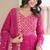 Pink color sequins zari embroidered faux georgette gown with canvas stitching,full sleeve designer dupatta set
