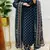 Floral printed blue round neck pure cotton kurta set with trouser & dupatta