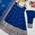 Blue color vichitra silk heavy embroidered gown with sequins zari work, micro cotton pant and lace work dupatta set