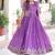 Purple vichitra silk embroidered gown with sequins and zari work, standard stitched koti outfit