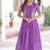 Purple vichitra silk embroidered gown with sequins and zari work, standard stitched koti outfit