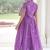 Purple vichitra silk embroidered gown with sequins and zari work, standard stitched koti outfit