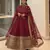 maroon silk embroidered gown dupatta set