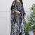 Black women floral printed crepe stitched straight kurta with trousers with dupatta