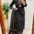 Floral embroidered black round neck pure cotton kurta set with trouser & dupatta