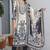 White-black crepe floral printed straight kurta with trounser & dupatta