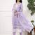 Lavender-white women floral printed thread work cotton blend straight kurta with trousers with dupatta