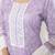 Lavender-white women floral printed thread work cotton blend straight kurta with trousers with dupatta
