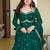 Green fox georgette anarkali with rembo sequence embroidery work, fully stitched gown style with bottom and dupatta