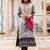 Cream viscose masline straight kurti with trouser & dupatta set for women