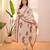 Floral printed off-white round neck pure cotton kurta set with trouser & dupatta