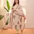 Floral printed off-white round neck pure cotton kurta set with trouser & dupatta