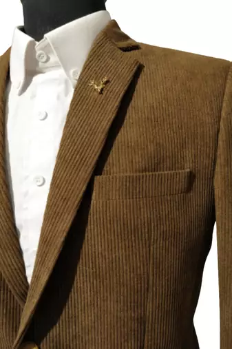 Vintage camel tailored corduroy notch lapel blazer