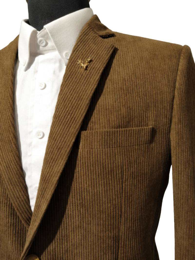 Vintage camel tailored corduroy notch lapel blazer