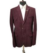 Burgundy tailored corduroy notch lapel blazer