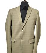 Beige geometric jacquard weave notch lapel blazer