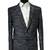 Navy blue textured melange knit notch lapel blazer