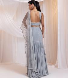 grey embroidered georgette lehenga set