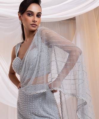 grey embroidered georgette lehenga set 3