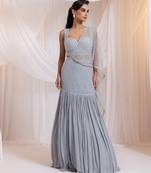 grey embroidered georgette lehenga set