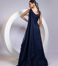 blue embroidered organza lehenga set