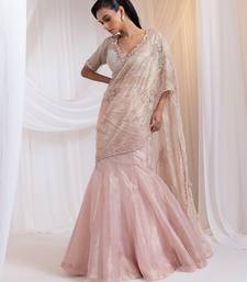 pink embroidered organza lehenga set