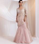 pink embroidered organza lehenga set