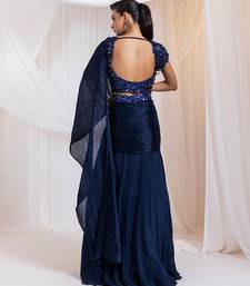 blue embroidered silk lehenga set