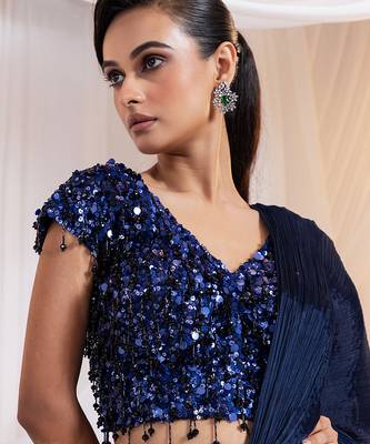 blue embroidered silk lehenga set 3