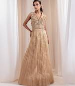 gold embroidered tissue lehenga set