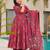 Rani pink digital printed mal cotton anarkali set with dupatta