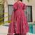 Rani pink digital printed mal cotton anarkali set with dupatta