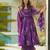 Purple digital printed mal cotton anarkali set with dupatta