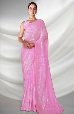  sequins embroidered georgette saree | partywear sequance saree collection 1