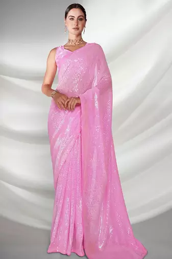 Designer sequins embroidered georgette saree | partywear sequance saree collection