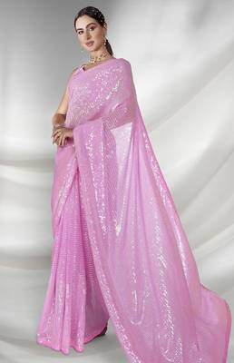  sequins embroidered georgette saree | partywear sequance saree collection 3