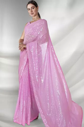  sequins embroidered georgette saree | partywear sequance saree collection