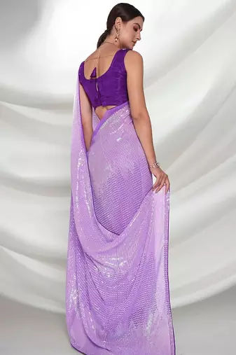 Luxurious fancy sequance embroidery saree in georgette with blouse