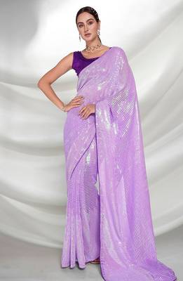 Luxurious fancy sequance embroidery saree in georgette with blouse 4