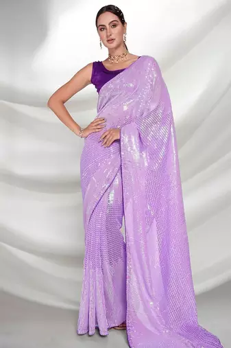 Luxurious fancy sequance embroidery saree in georgette with blouse