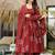 Maroon digital printed mal cotton anarkali set with dupatta