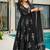 Black digital printed mal cotton anarkali set with dupatta